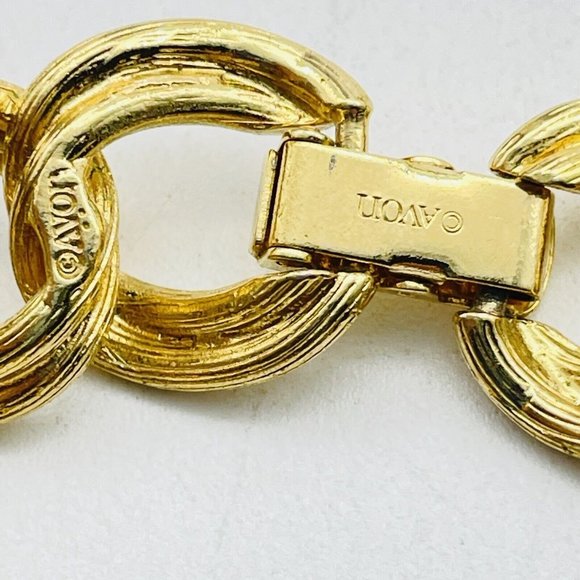 Avon Signed Double Link Chain Bracelet Gold Tone Classic Career Cosplay LARP - Picture 3 of 8